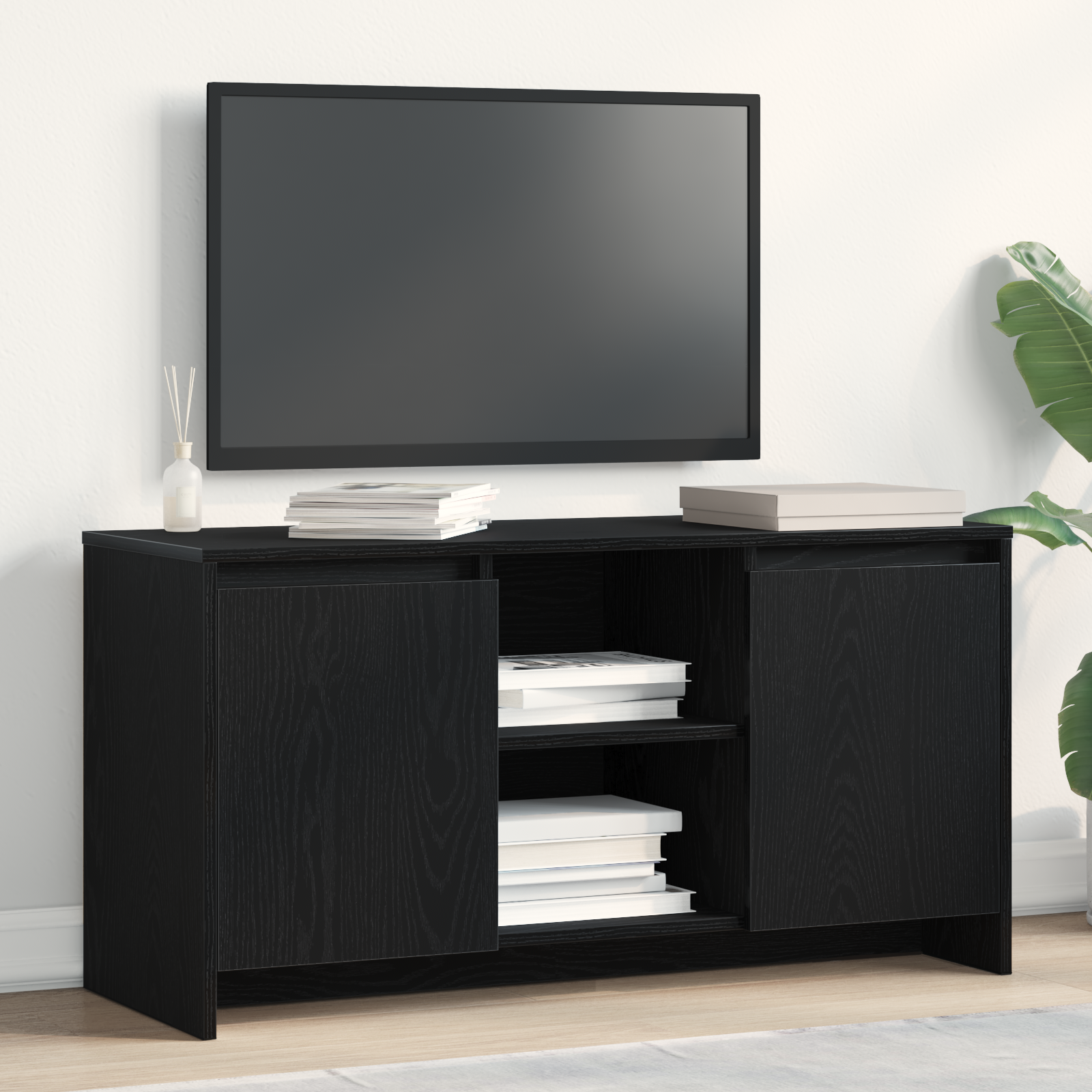 TV ormar Crni hrast 102 x 37,5 x 52,5 cm Konstruirano drvo