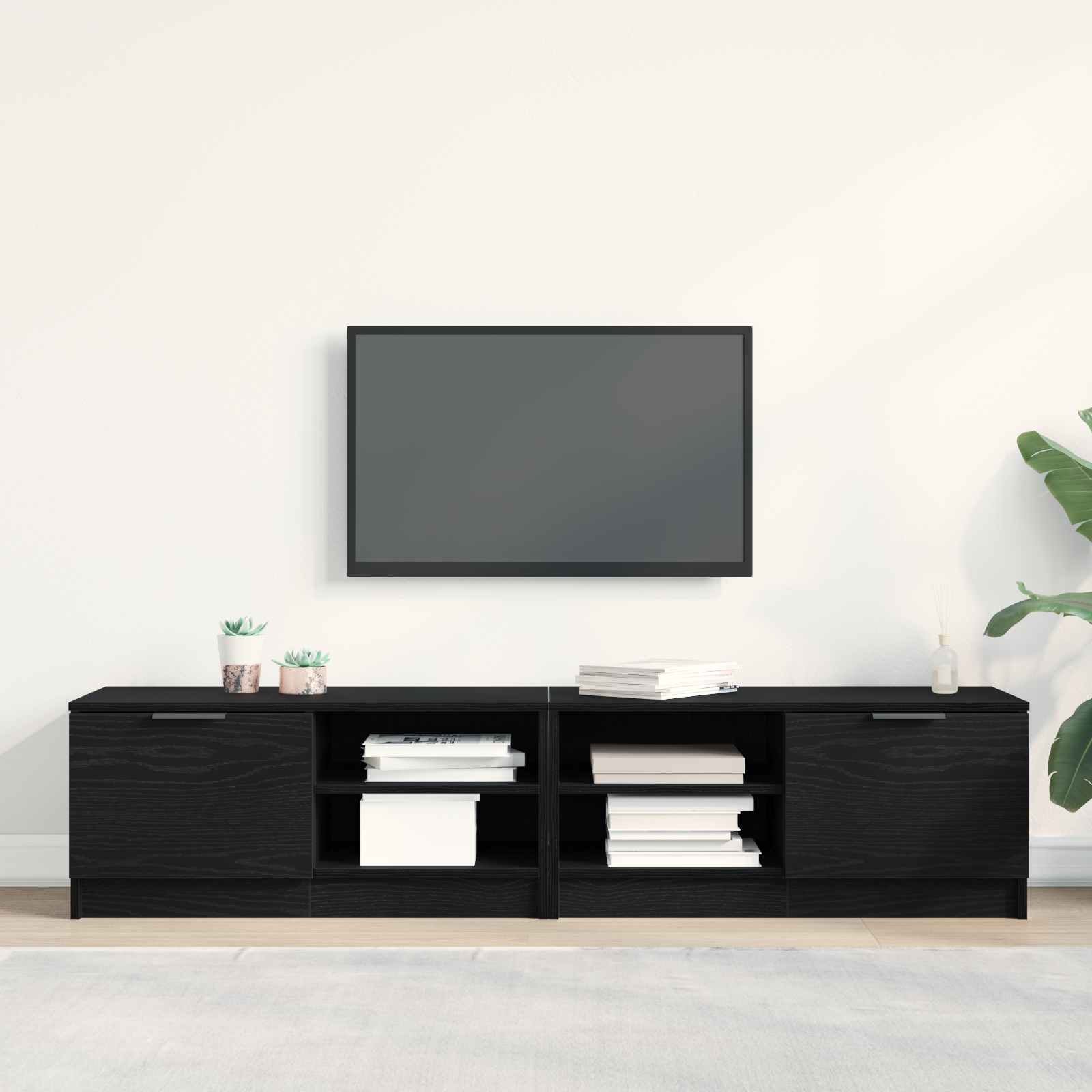 TV ormar 2 pcs Crni hrast 80 x 35 x 36,5 cm Konstruirano drvo