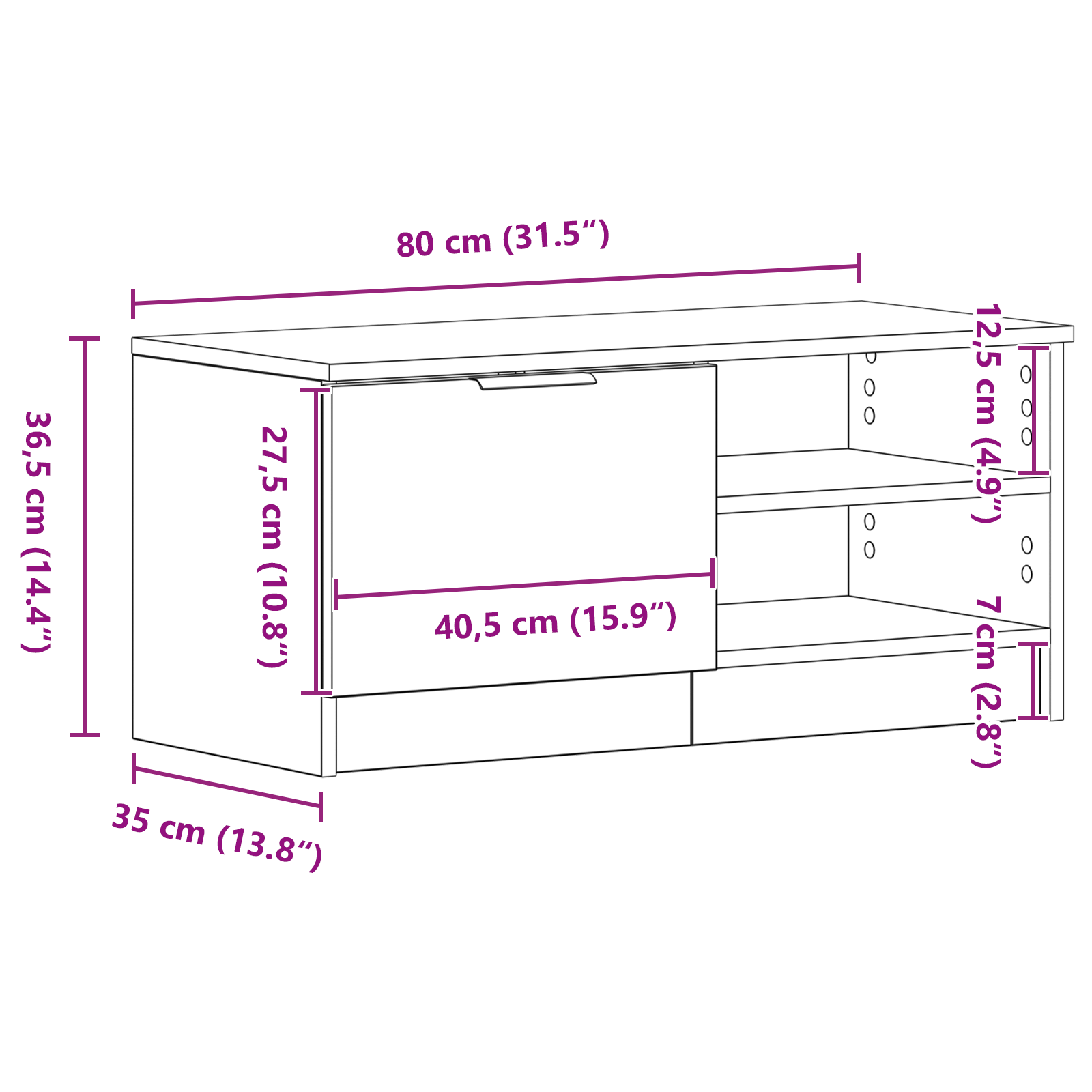 TV ormar 2 pcs Crni hrast 80 x 35 x 36,5 cm Konstruirano drvo