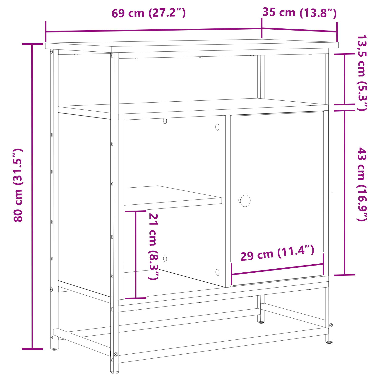Kreveta Crni hrast 69 x 35 x 80 cm Konstruirano drvo
