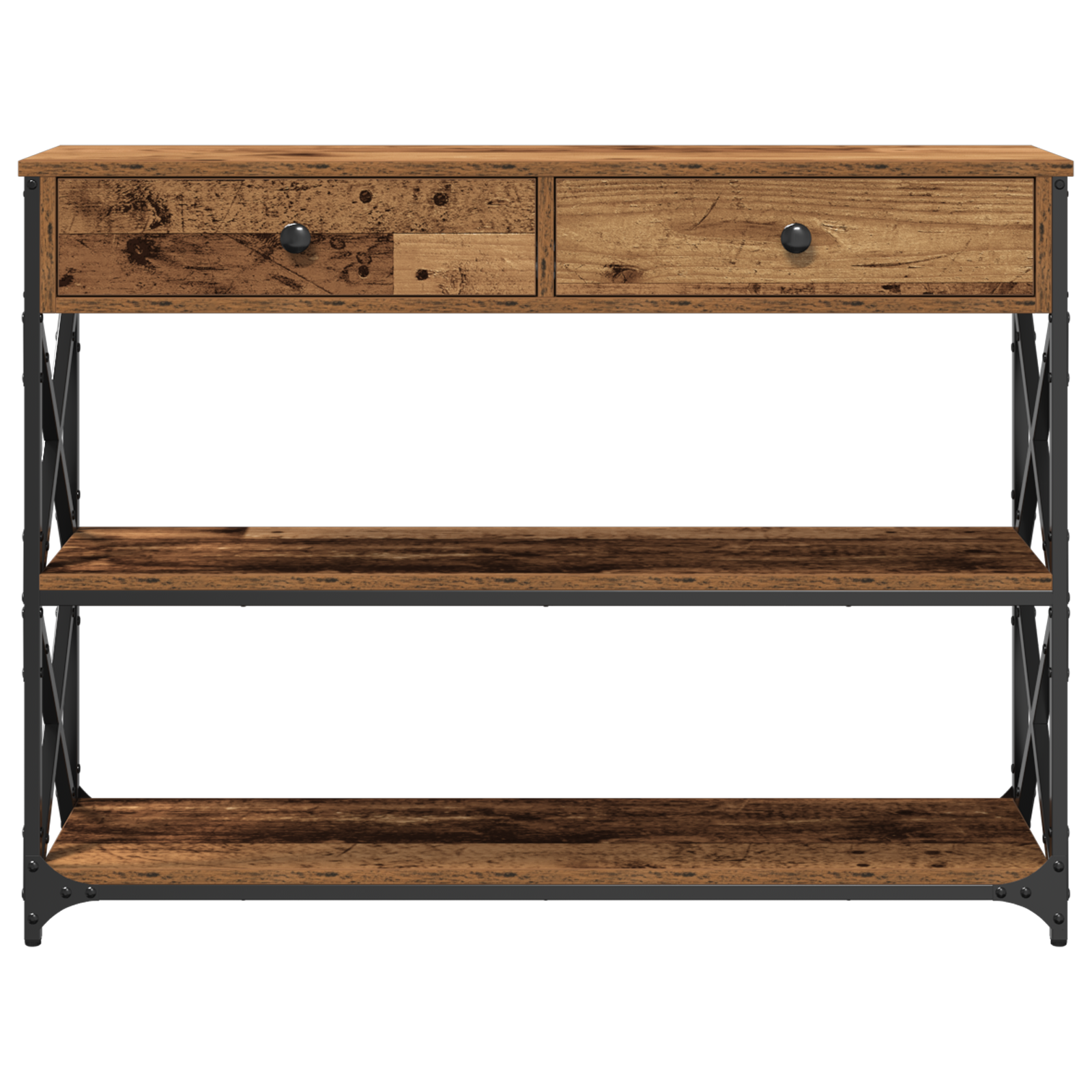 Konzolna stolica s ladicama Staro drvo 100 x 28 x 75 cm