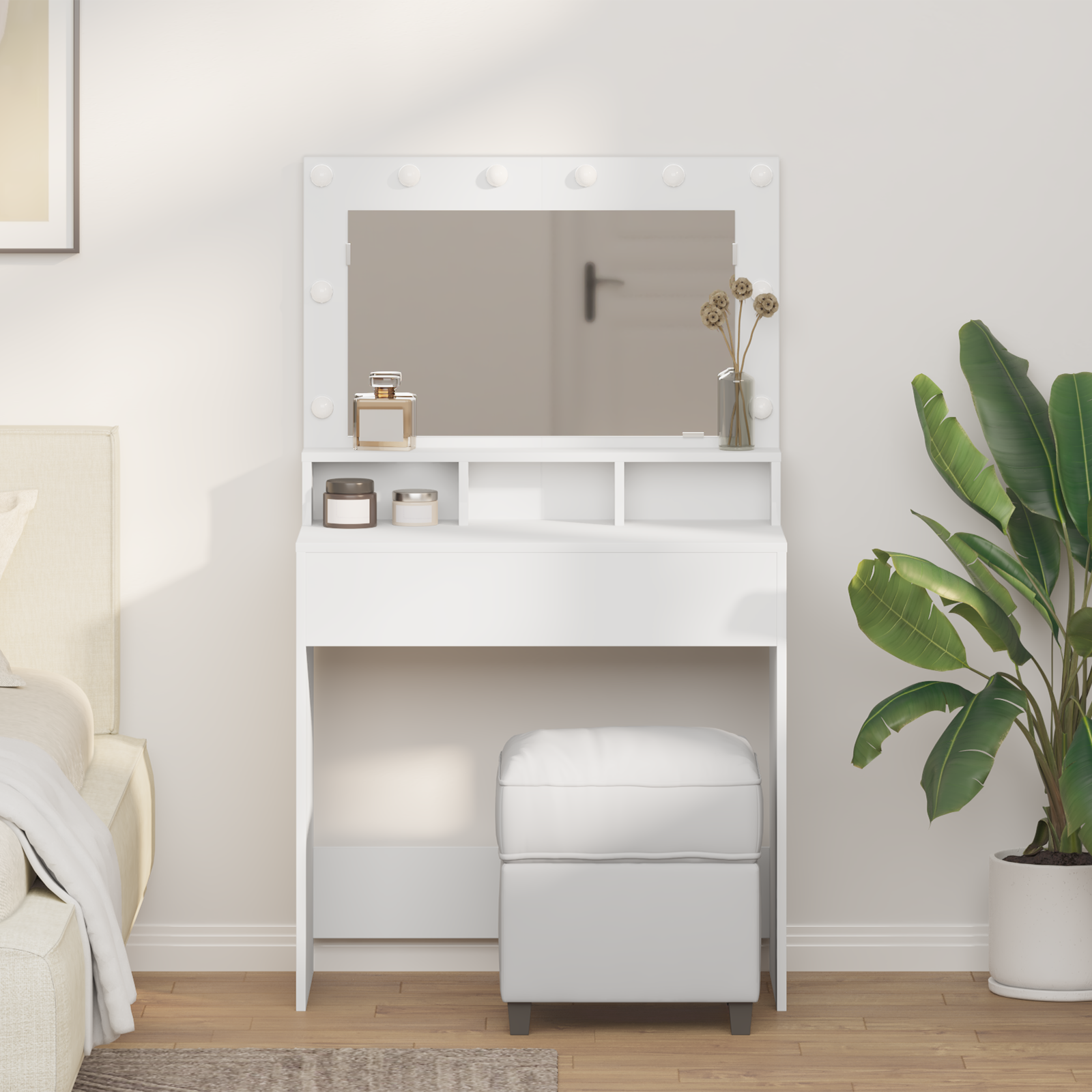 Toaletni stol Bijelo 78,5 x 41 x 135 cm Konstruirano drvo