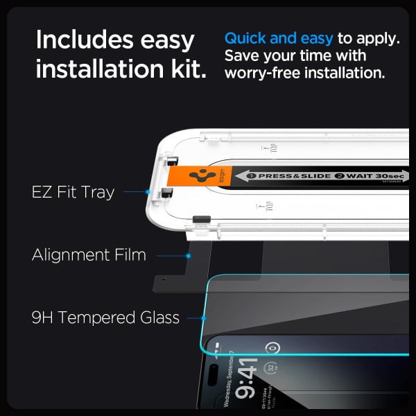 Kaljeno staklo SPIGEN Glas.TR EZ FIT 2 komada za IPHONE 15 PRO MAX prozirno