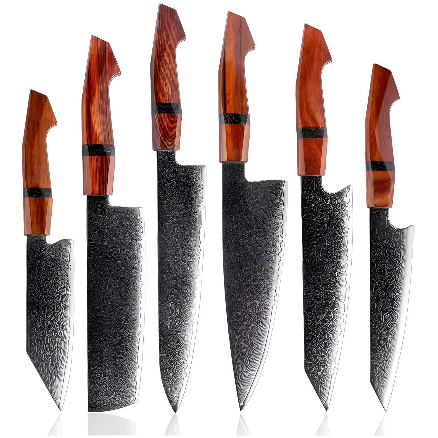 Set damašćanskih kuhinjskih noževa KI-35078 - 6 kom / Smeđa KP35078
