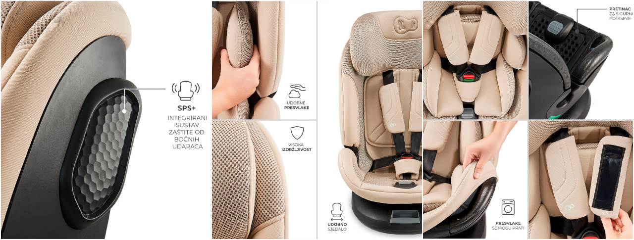 Kinderkraft autosjedalica XPEDITION 3 i-Size 0-36 kg (40-150 cm) 360, Beige