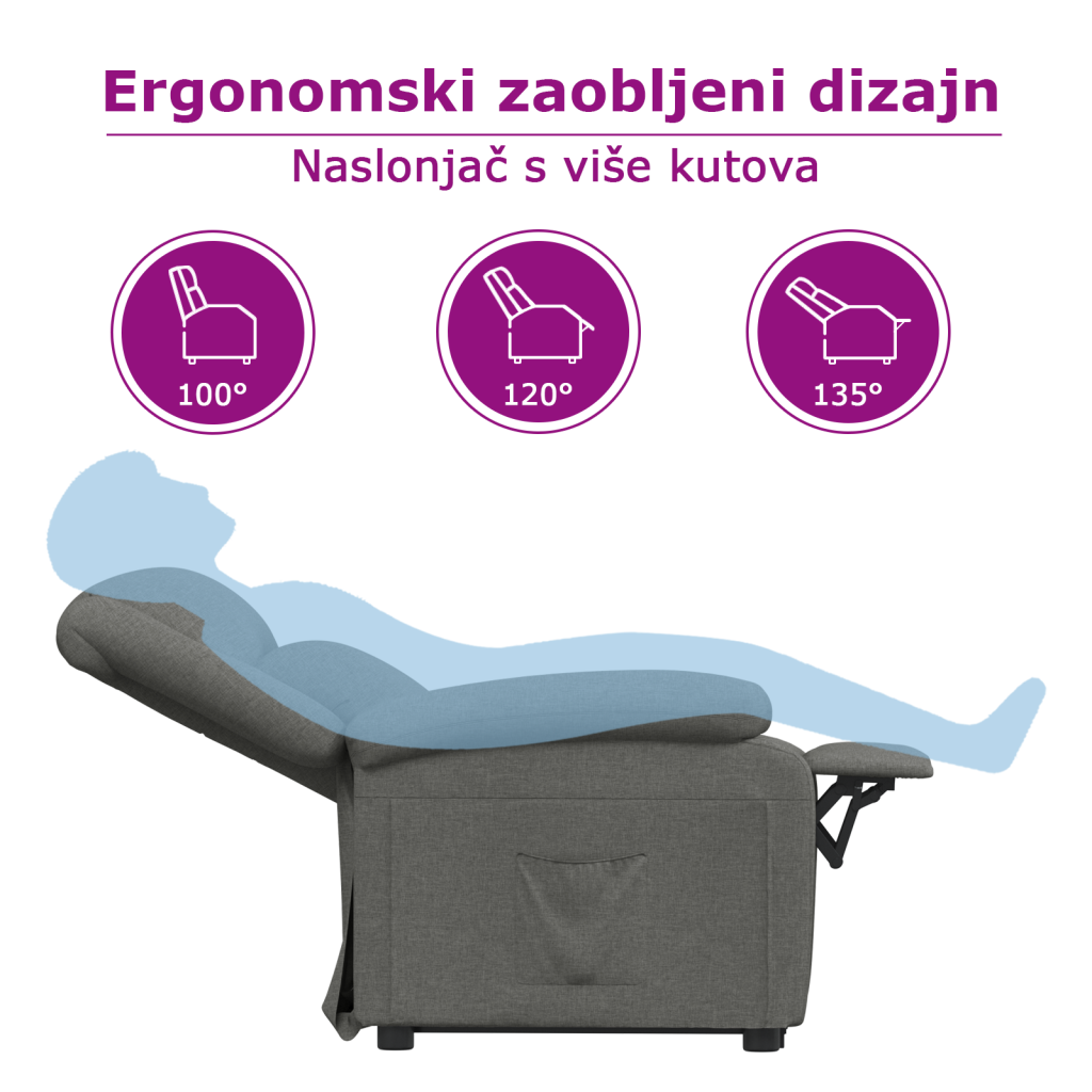 Naslonjač od tkanine tamnosivi