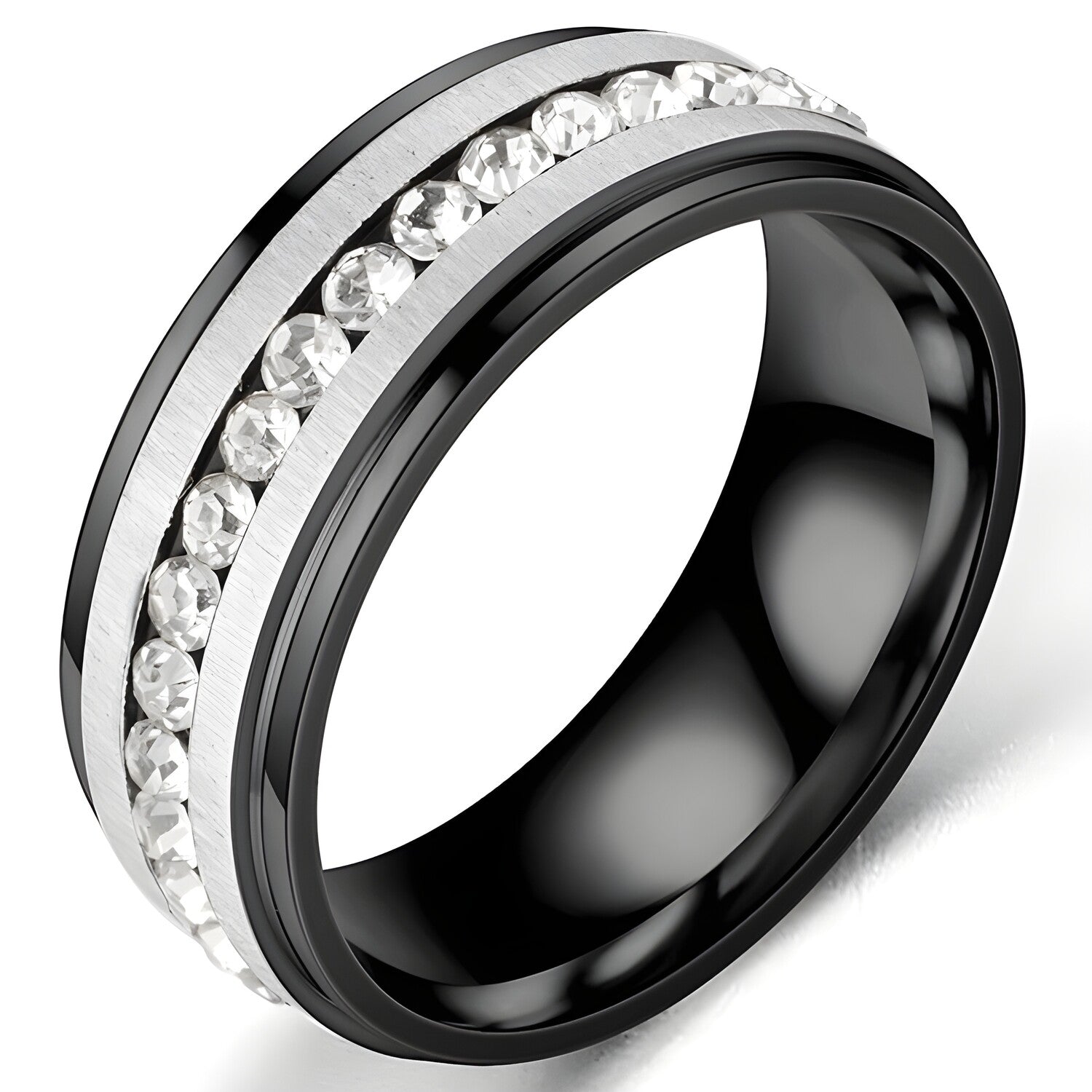 Prsten NO-17162 - Crna / Srebrna / 65mm KP17162