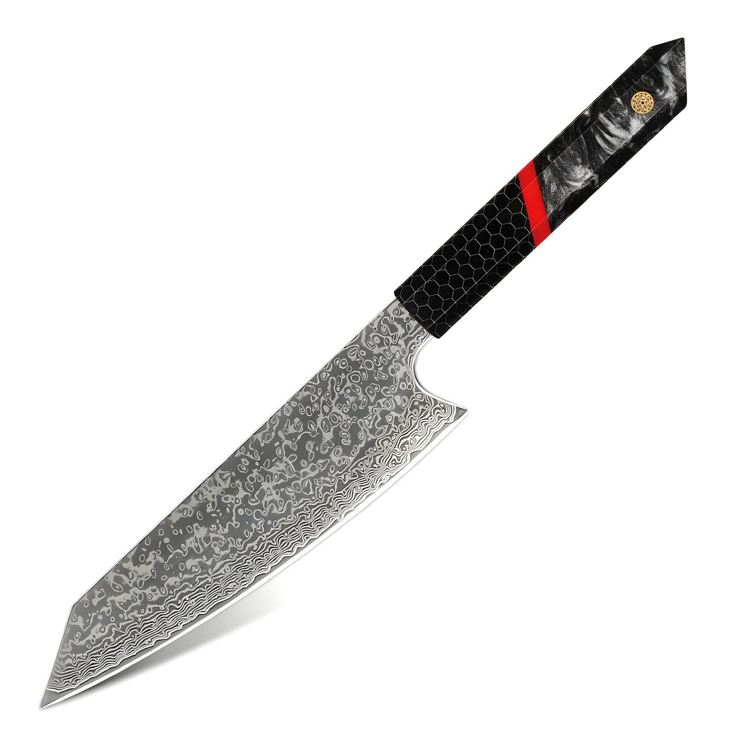 Damaskovski kuhinjski nož ZA-37452 - Utility / Crna / Crvena KP37452