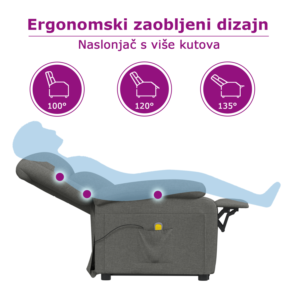 Masažna fotelja na podizanje od tkanine krem