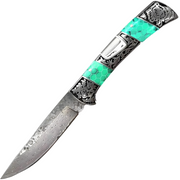 Damaščanski vanjski sklopivi nož CO-32803 DB3159 - Zelena KP32803