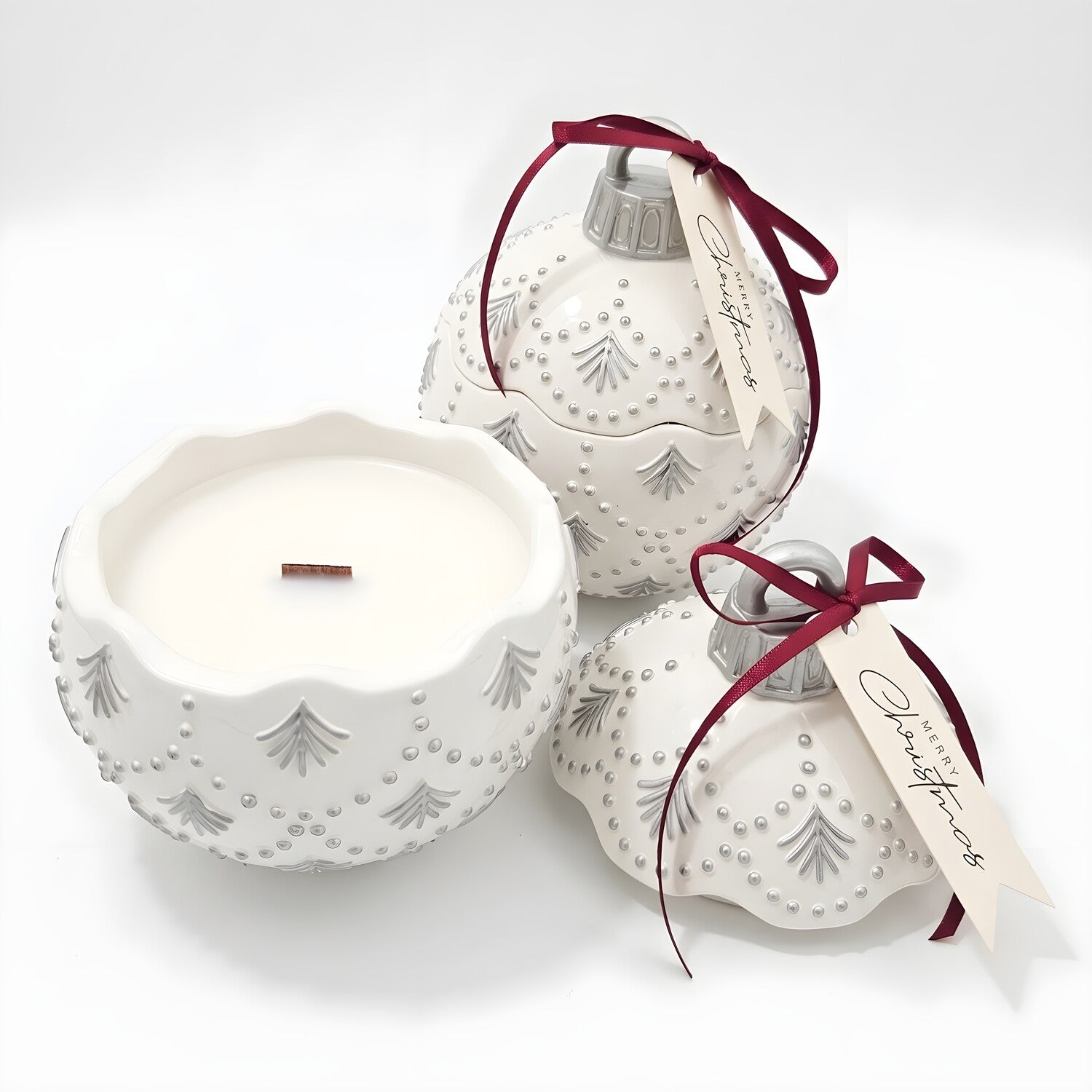 Svijeća Christmas Bauble Enchanted - Bijela / Srebrna / Zimska čarolija KP41390