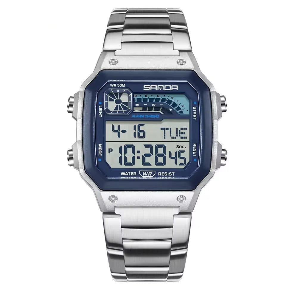 Digitalni sat SANDA BI-41798 - Srebrni / Plavi KP41798