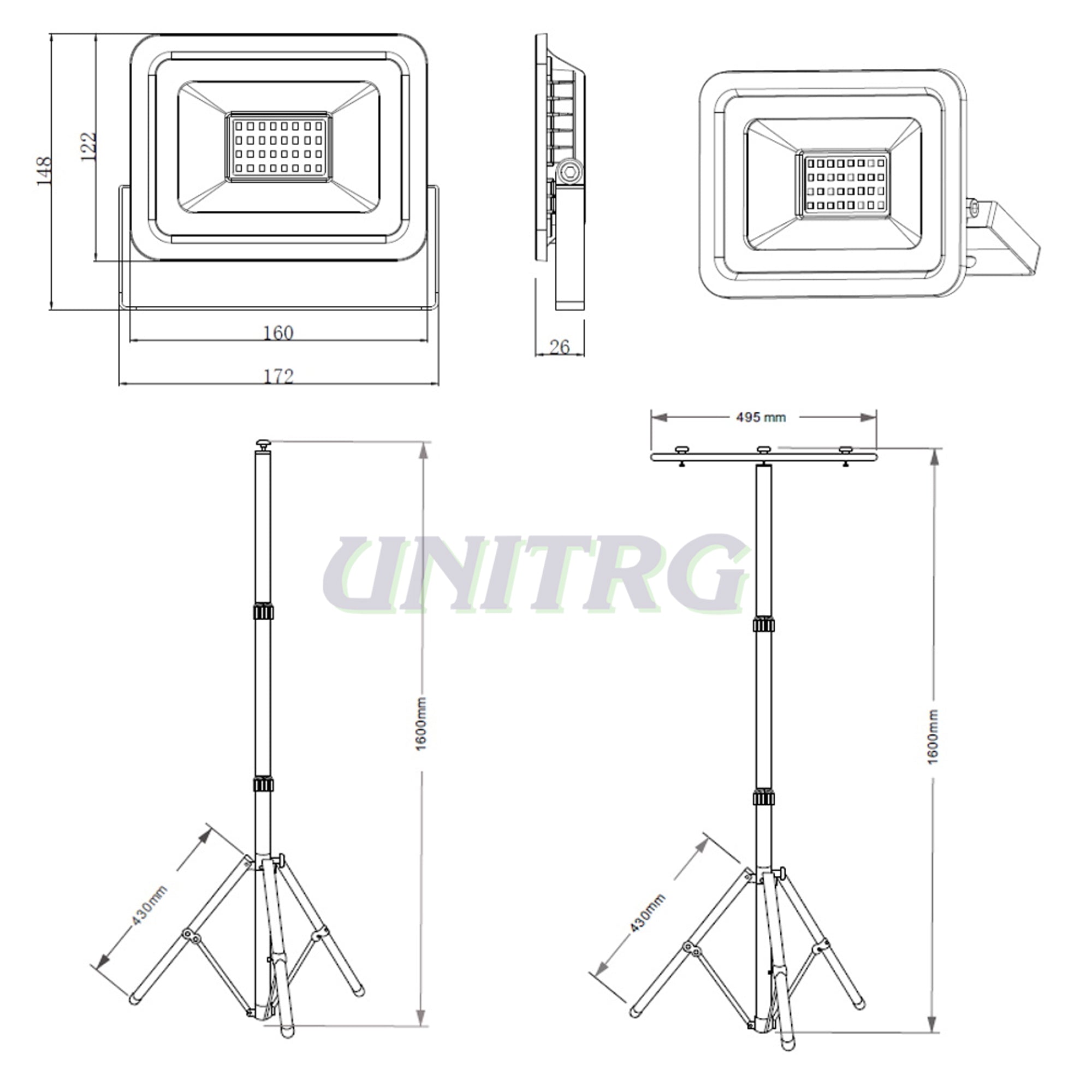 Reflektor na Stalku 2x30W 4500K