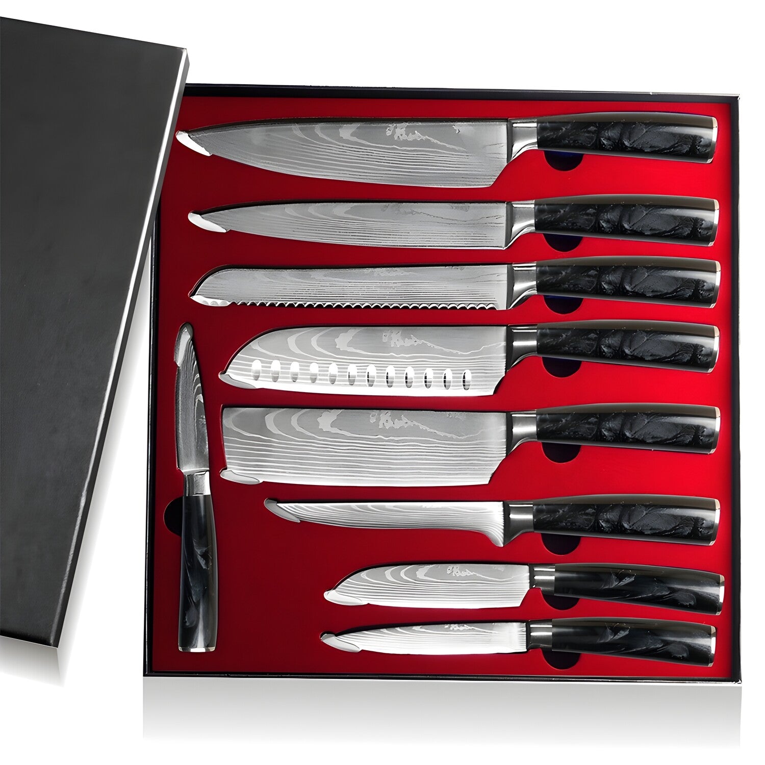 Set kuhinjskih noževa BL-13827 - 9 kom / Crna KP13827