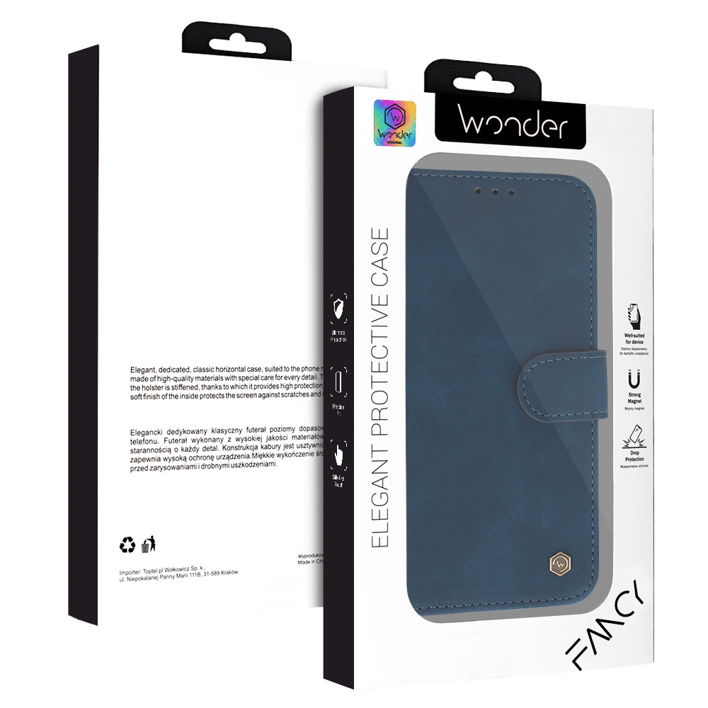 Wonder Fancy preklopna futrola za Xiaomi Redmi Note 14 5G navy plava