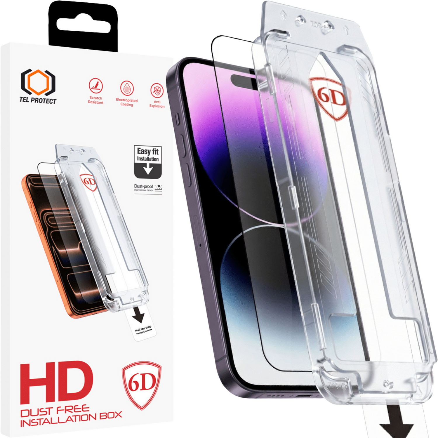 Tel Protect Dust-Free Easy Fit Full Glue 6D kaljeno staklo za iPhone 14 crno