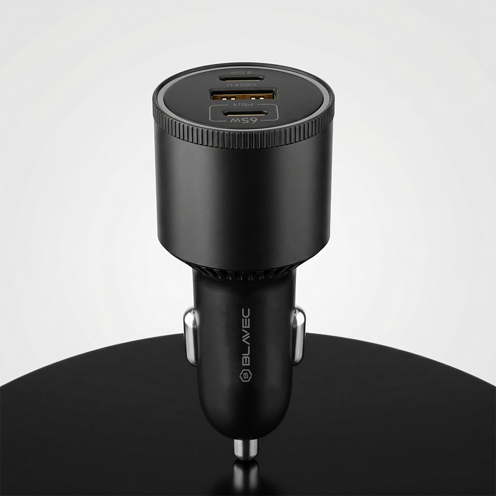 Auto punjač Blavec USB + 2xType C - QC 3.0 + PD (95W) s Type C na Type C  kabelom