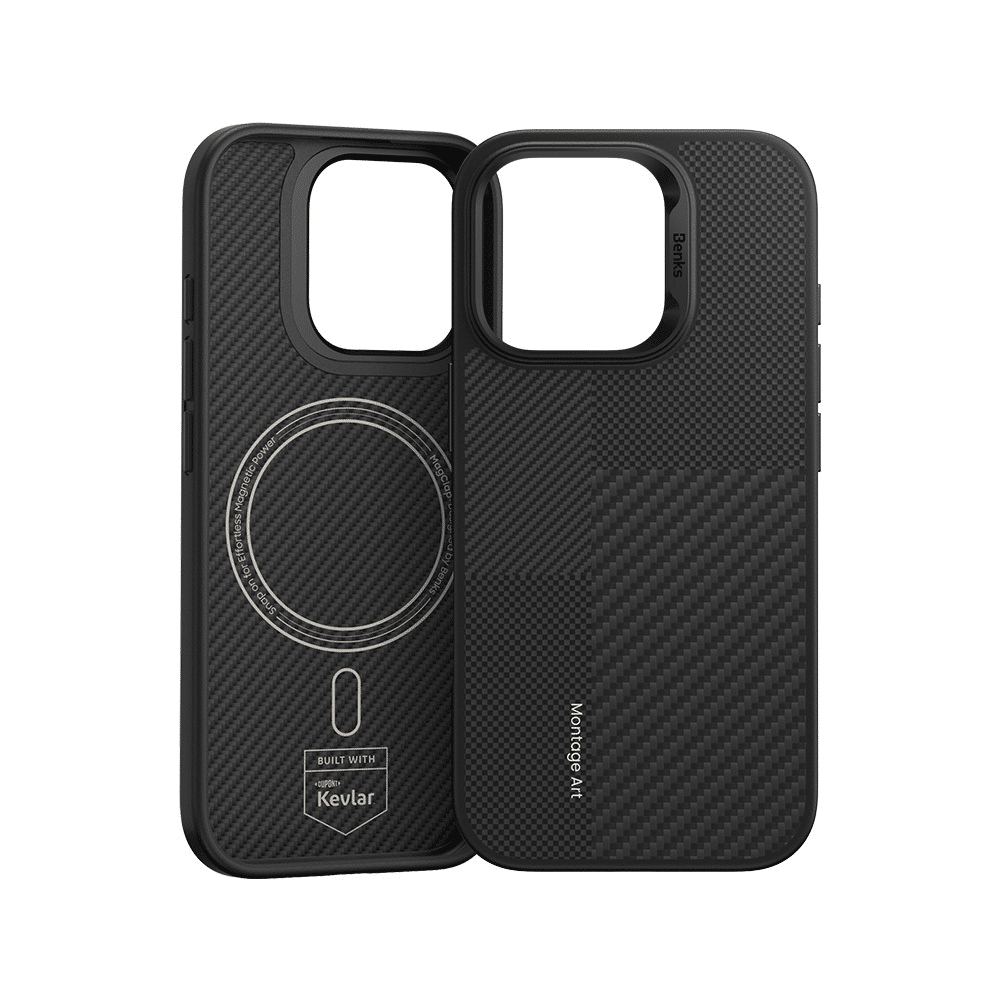 Benks Montage Magnetic Armor Pro Kevlar metalni okvir 600D Case za iPhone 16 Pro Max crna