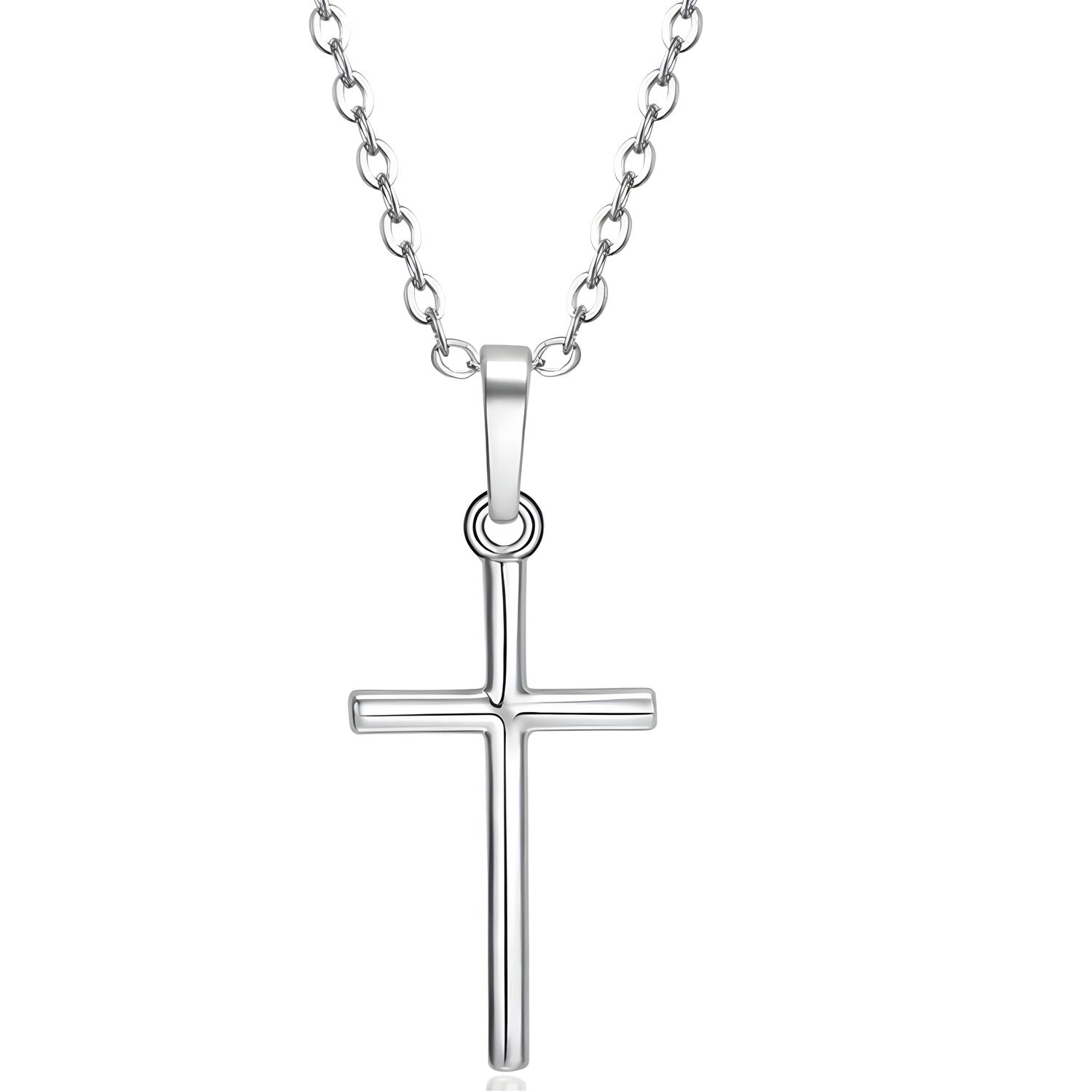 Ogrlica US-34222 Cross - Srebrna KP34222