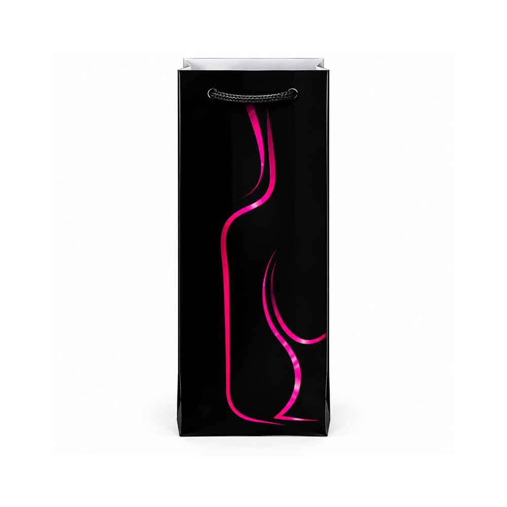 Poklon vrećica za bocu vina Black Elegant 35 × 12 × 9 cm - Model 03
