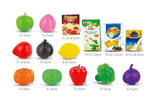 Zabavna igračka 2 u 1 - dječja kolica za kupovinu i košara s različitim igračkama voća i povrća,